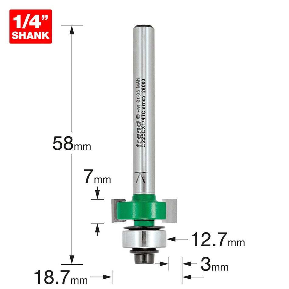 Trend Tools C225CX1/4TC Guided Plain Pile Cutter 7X3Mm