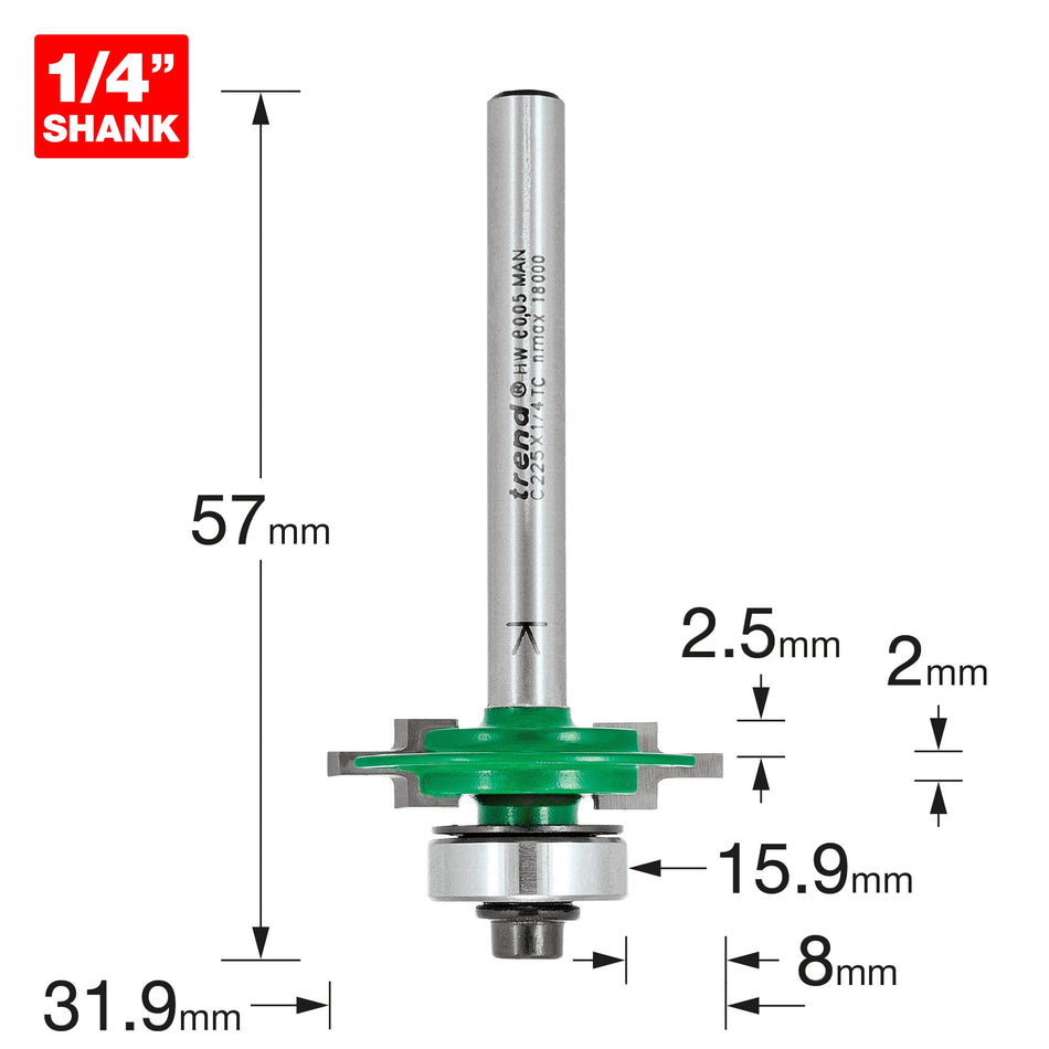 Trend Tools C225X1/4TC Guided Centre Leg Pile 2/7Mm
