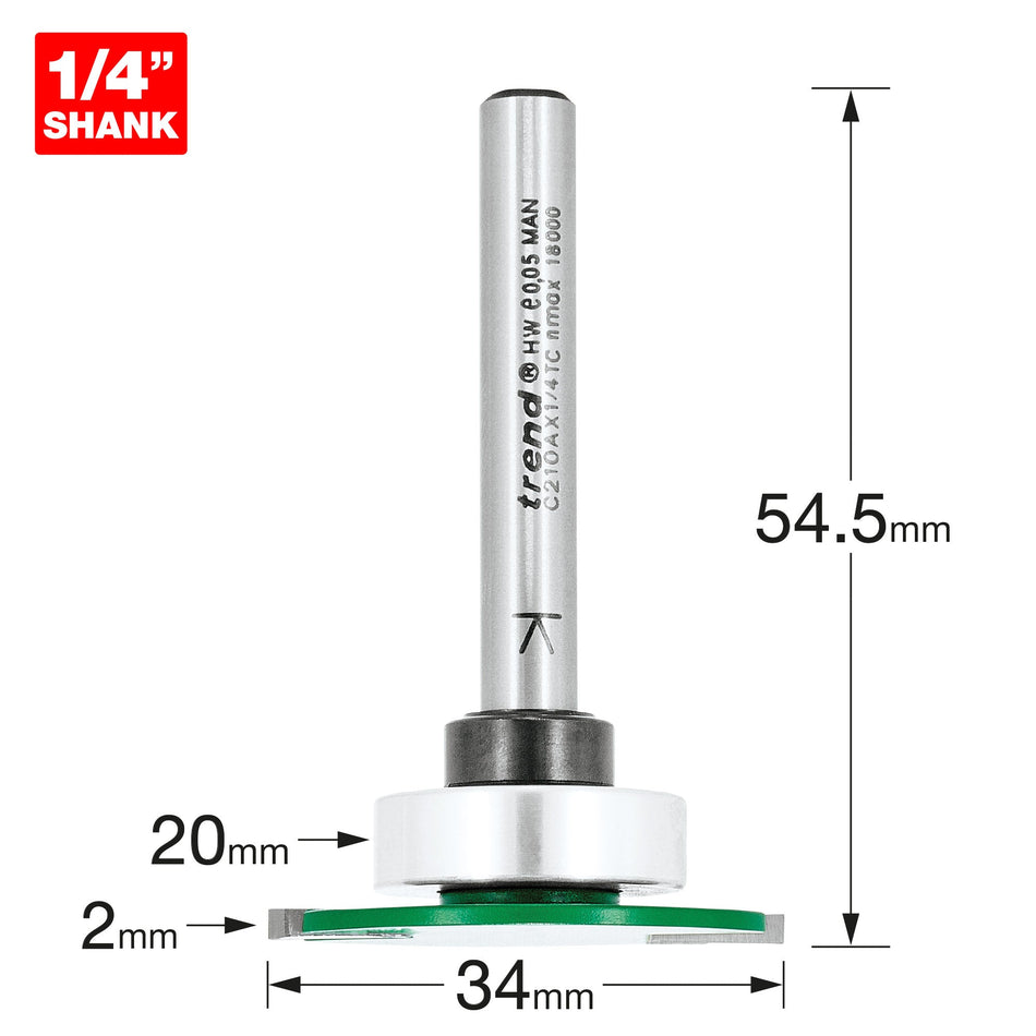 Trend Tools C210AX1/4TC Weatherseal Groover 2Mm X 7Mm
