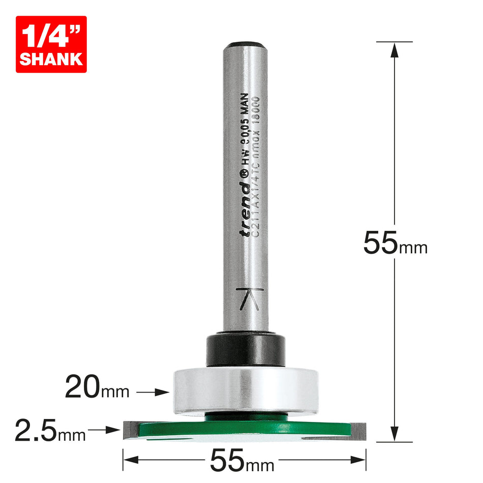 Trend Tools C211AX1/4TC Weatherseal Groover 2.5Mm X 7Mm