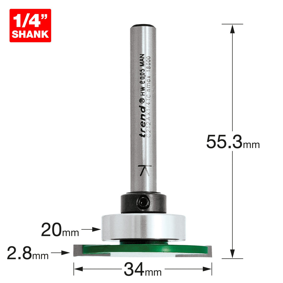 Trend Tools C212AX1/4TC Weatherseal Groover 2.8Mm X 7Mm