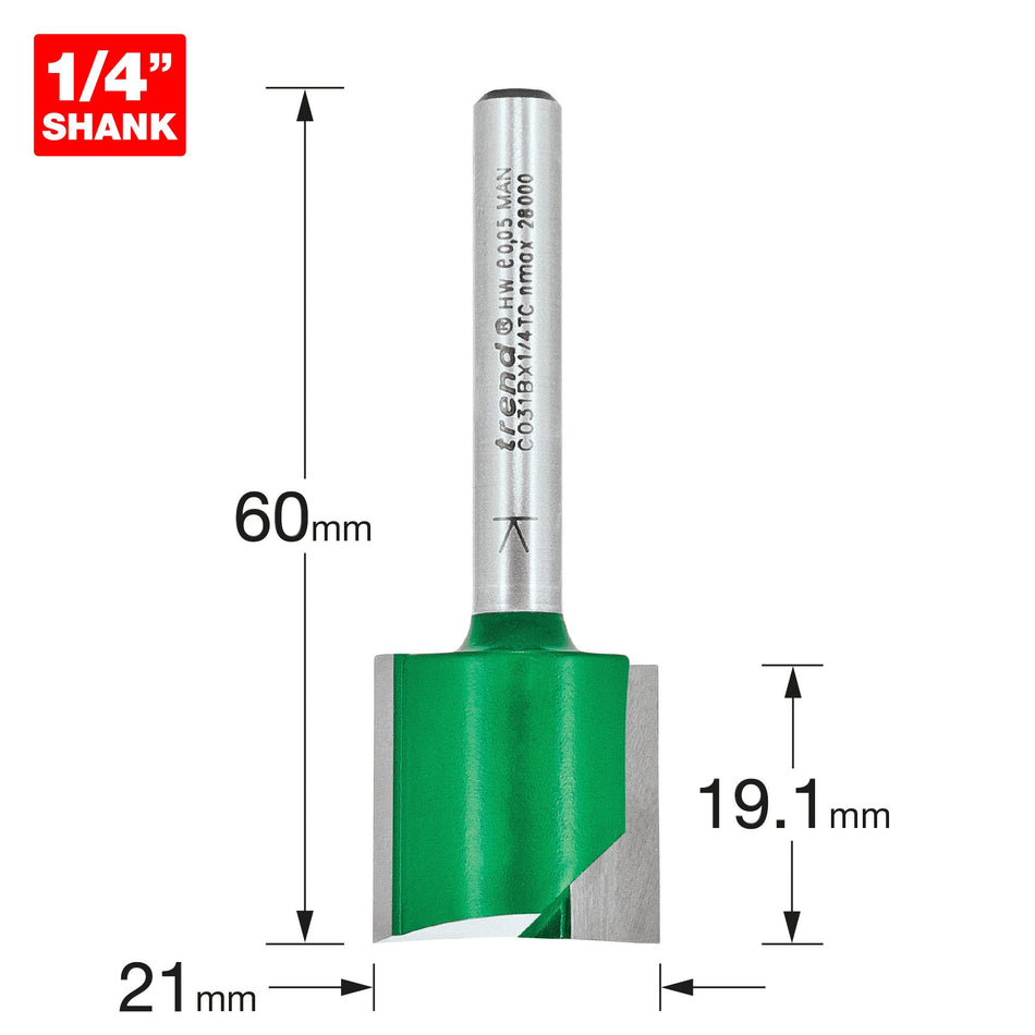 Trend Tools C031BX1/4TC Two Flute Cutter 21Mm Diameter