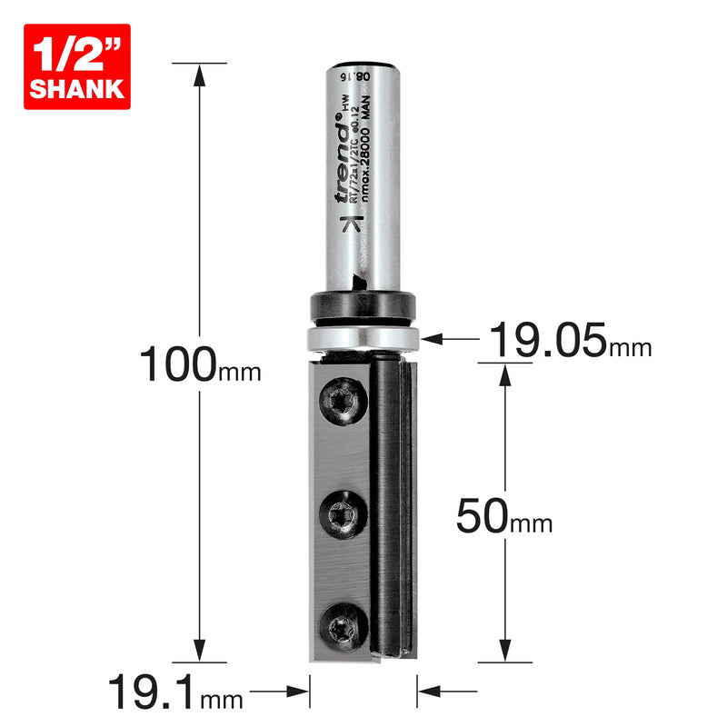 Trend Tools RT/72X1/2TC Rota-Tip Profiler Two Flute 19.1Mm Dia X 50Mm Cut