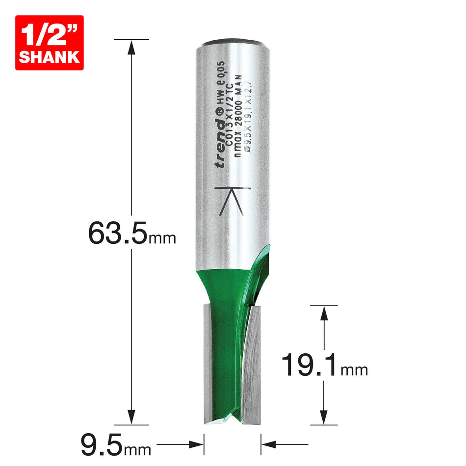 Trend Tools C013X1/2TC Two Flute Cutter 9.5Mm Diameter