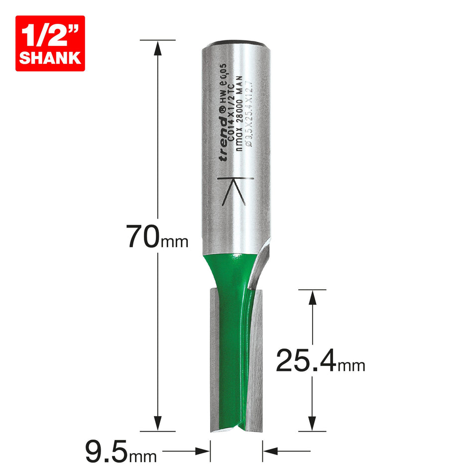 Trend Tools C014X1/2TC Two Flute Cutter 9.5Mm Diameter