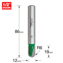 Trend Tools C053CX1/2TC Trend Craftpro 1/2" Tct 6.0Mm Radius Draining Groove Router Cutter, 12Mm X 19Mm.