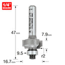 Trend Tools 46/116X1/4TC Bearing Guided Ovolo Cutter 2Mm Radius