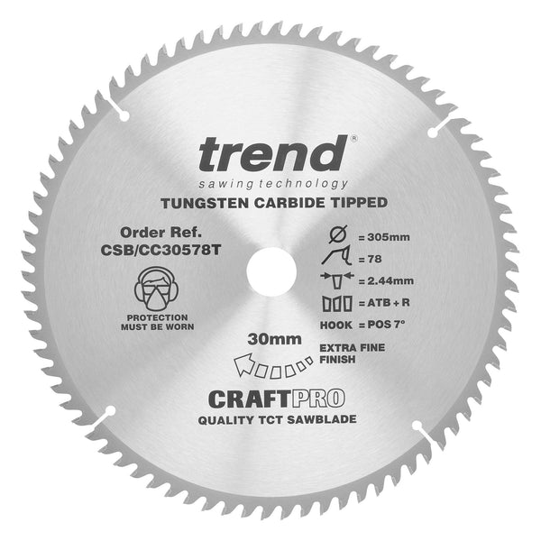 Trend Tools CSB/CC30578T Trend Wood Cordless Atbr Mitre Saw Blade 305Mm X 30Mm X 78T