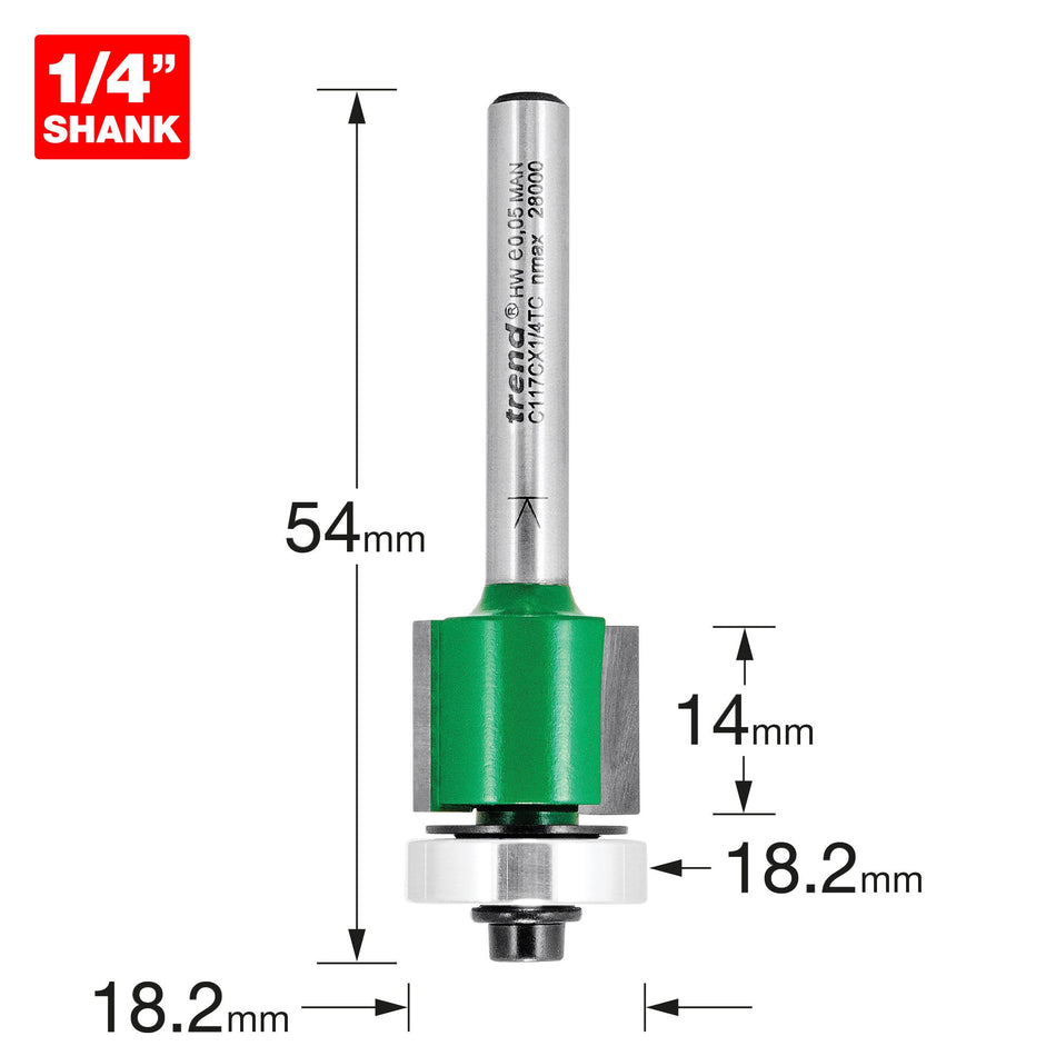 Trend Tools C117CX1/4TC Guided Trimmer 18.2Mm Diameter