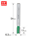 Trend Tools C006BX1/4TC Trend Craftpro 1/4In Shank Two Flute Straight Router Cutter Bit 6.3Mm Dia X 11Mm Cut Depth