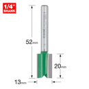 Trend Tools C164AX1/4TC Trend Craftpro 1/4In Two Flute Straight Router Cutter Bit 13 Dia X 20Mm Cut Depth