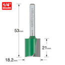 Trend Tools C028CX1/4TC Trend Craftpro 1/4In Shank Two Flute Straight Router Cutter Bit 18.2Mm Dia X 21Mm Cut Depth