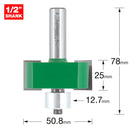 Trend Tools C040AX1/2TC Trend Craftpro 1/2In Bearing Guide Large Rebater Bit 50.8Mm Dia X 22.5Mm Cut Depth