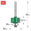 Trend Tools C193AX1/4TC Trend Craftpro 1/4In Bearing Guided Rebater 24Mm Dia X 12.7Mm Cut Depth