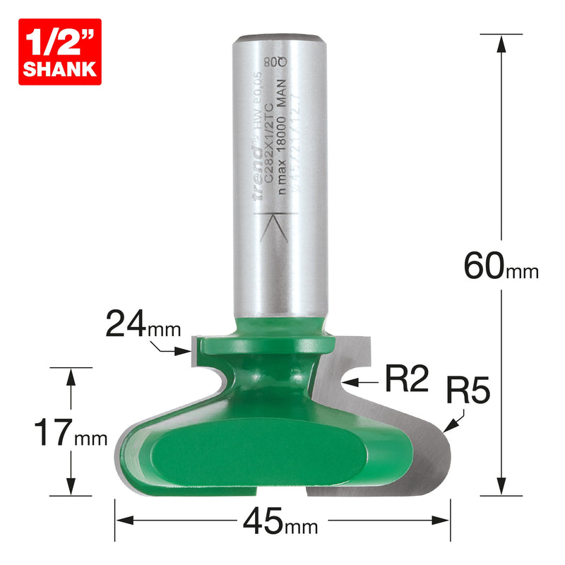 Trend Tools C282X1/2TC Trend Craftpro 1/2In Drawer Pull 2Mm R1 X 4Mm R2