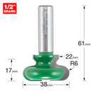 Trend Tools C281X1/2TC Trend Craftpro 1/2In Drawer Pull 6.3Mm Rad X 38Mm Dia