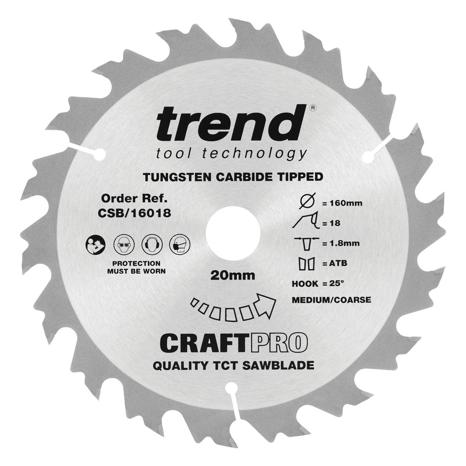 Trend Tools CSB/16018 Trend Wood Circular Saw Blade 160Mm X 20Mm X 18T