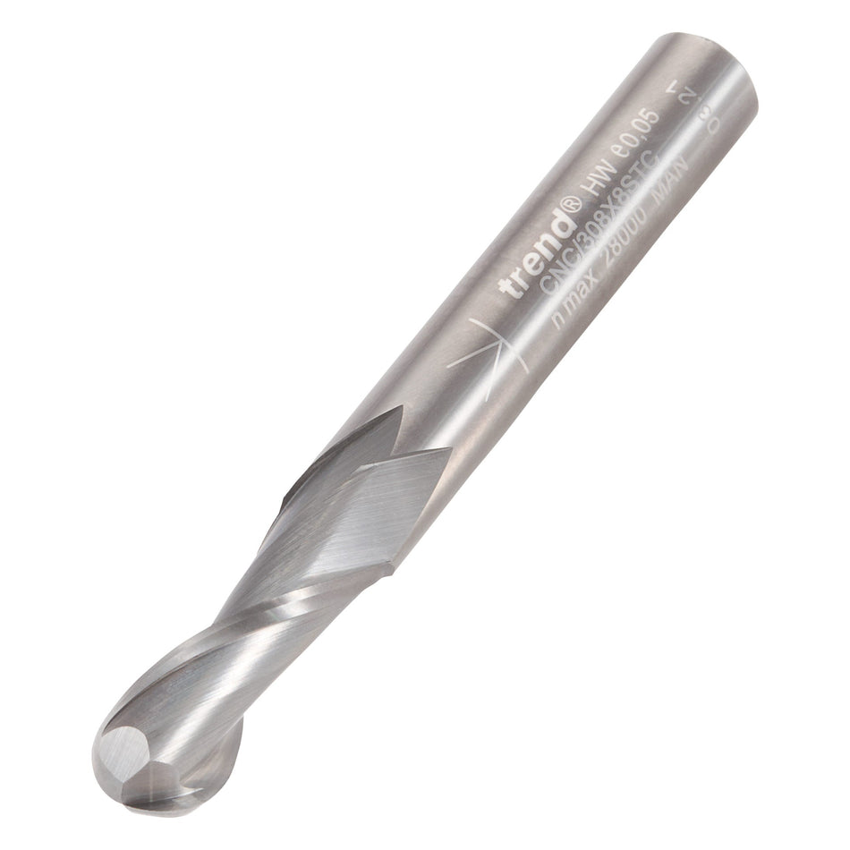 Trend Tools CNC/308X8STC Bullnose Spiral Up-Cut 8Mm Diameter