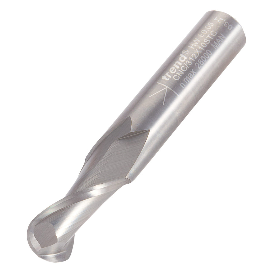 Trend Tools CNC/312X10STC Bullnose Spiral Up-Cut 10Mm Diameter
