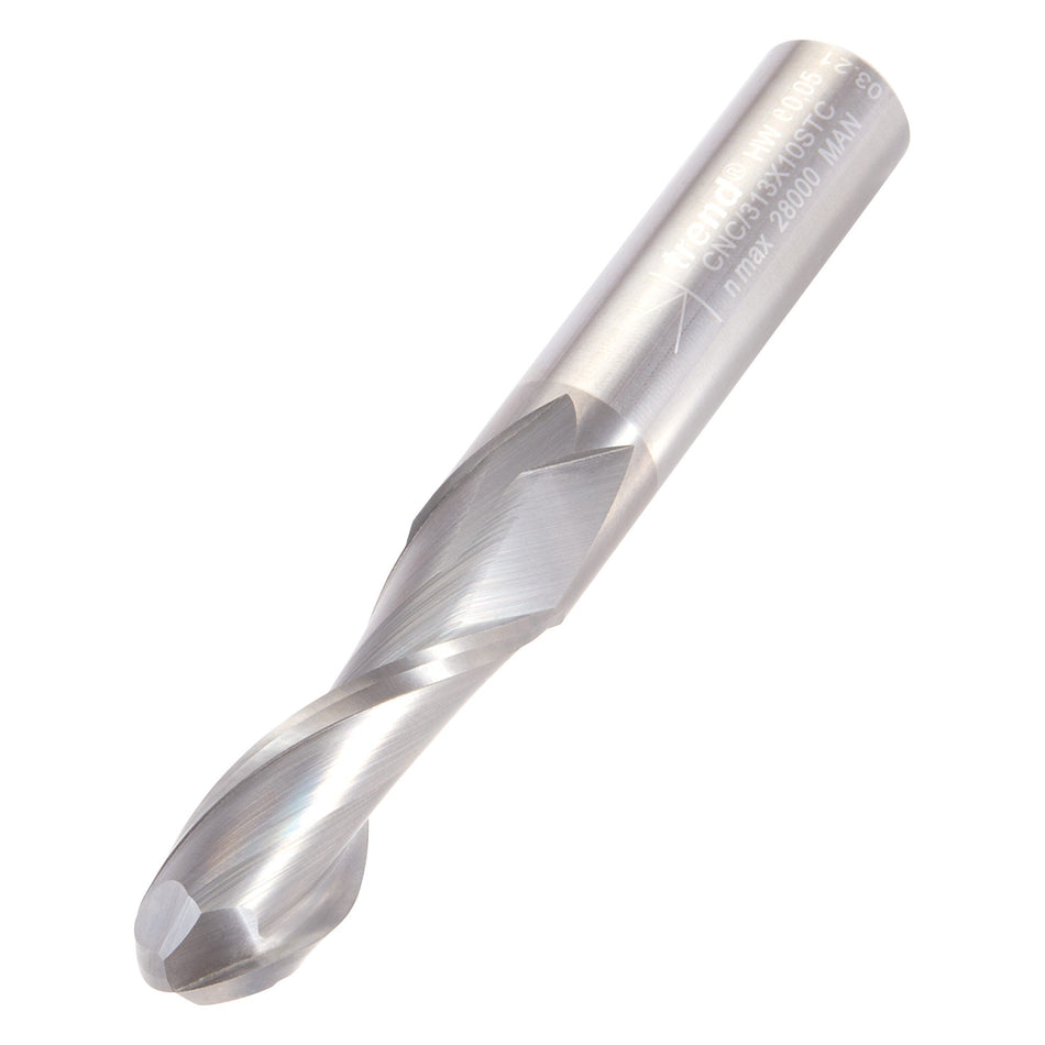 Trend Tools CNC/313X10STC Bullnose Spiral Up-Cut 10Mm Diameter