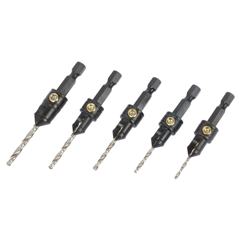 Trend Tools SNAP/CS/SET Trend Snappy 5 Piece Countersink Set - Makes Pilot Holes And Countersinks In One Go For Faster, Professional Finishes. For No4 To No12 Gauge Screws