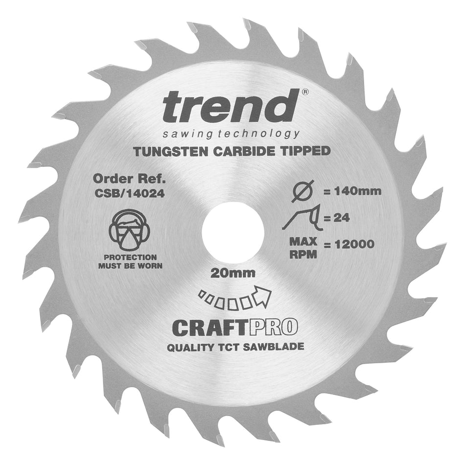 Trend Tools CSB/14024 Trend Wood Circular Saw Blade 140Mm X 20Mm X 24T
