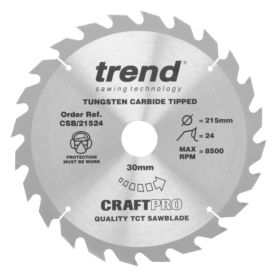 Trend Tools CSB/21524 Trend Wood Circular Saw Blade 215Mm X 30Mm X 24T