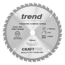 Trend Tools CSB/19040A Trend Wood Circular Saw Blade 190Mm X 16Mm X 40T