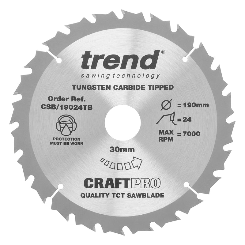 Trend Tools CSB/19024TB Trend Wood Cordless Circular Saw Blade 190Mm X 30Mm X 24T