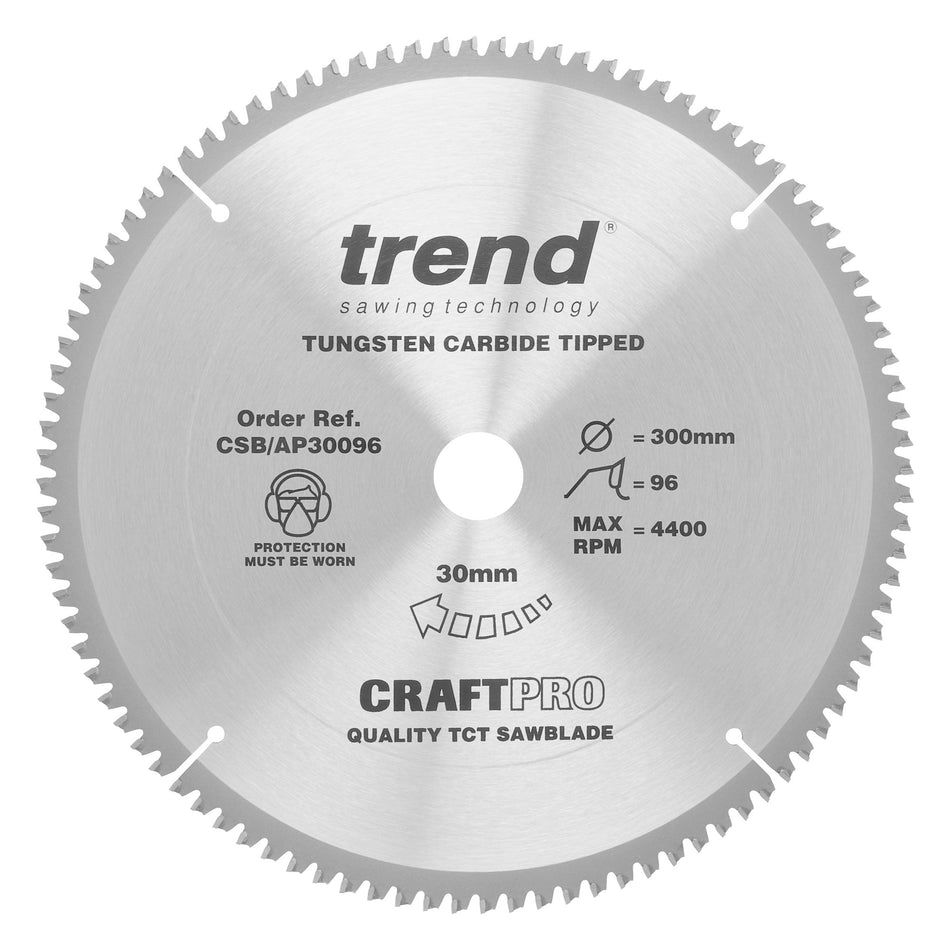 Trend Tools CSB/AP30096 Trend Aluminium/Plastic Circular Saw Blade 300Mm X 30Mm X 96T
