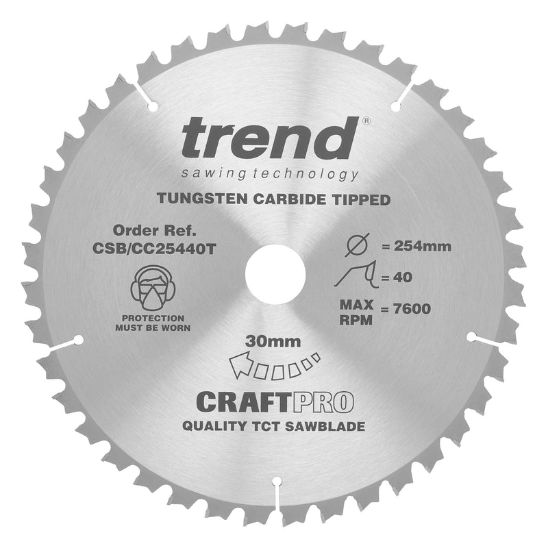 Trend Tools CSB/CC25440T Trend Wood Cordless Mitre Saw Blade 254Mm X 30Mm X 40T