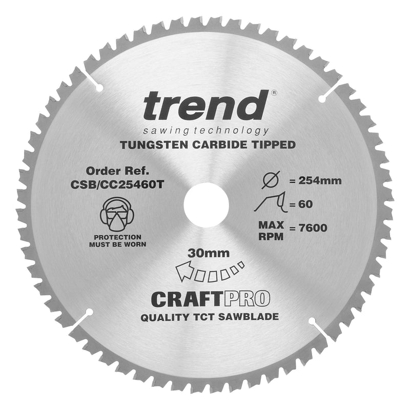 Trend Tools CSB/CC25460T Trend Wood Cordless Mitre Saw Blade 254Mm X 30Mm X 60T