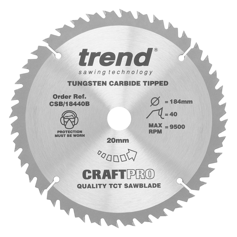Trend Tools CSB/18440B Trend Wood Circular Saw Blade 184Mm X 20Mm X 40T
