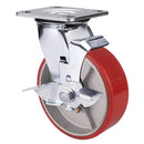 Clarke 4200156 125mm Polyurethane Castor Wheels Fixed / Swivel / Swivel & Brake