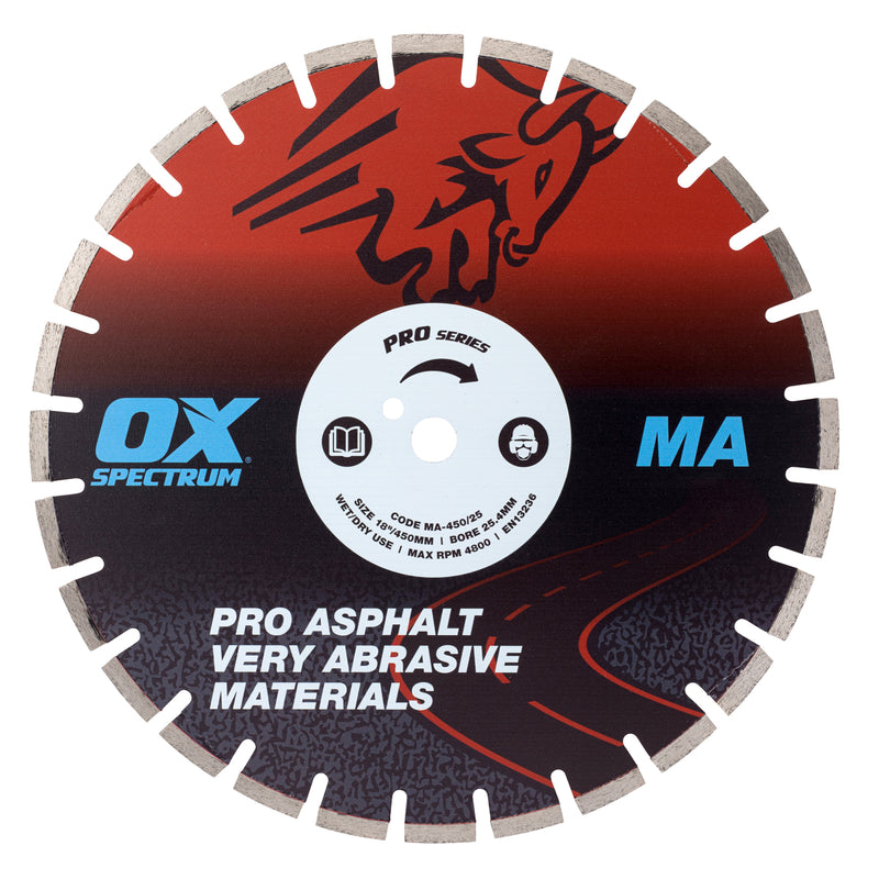OX Tools OX-MA450/25 Spectrum Superior Shark Diamond Blade - Asphalt - 450/25.4mm