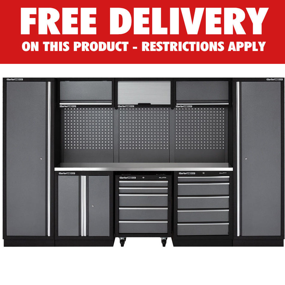 Clarke 7632901 COMBGSM03 Modular Storage System 16 Piece Package Stainless Steel Worktops