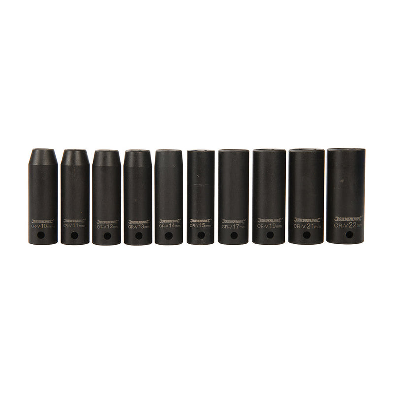 Silverline 586290 Deep Impact Socket Set 1/2" Drive 6pt Metric 10pce