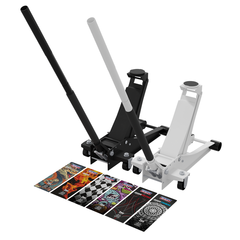 Sealey 2000CB Low Entry Custom Design Trolley Jack with Rocket Lift 2 Tonne - Black