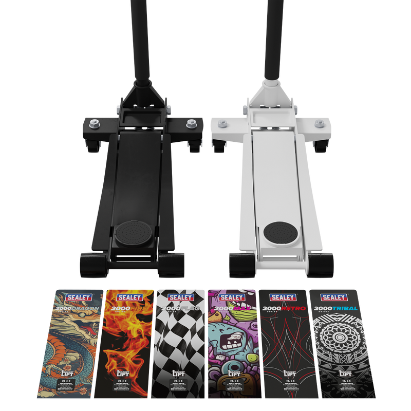 Sealey 2000CB Low Entry Custom Design Trolley Jack with Rocket Lift 2 Tonne - Black