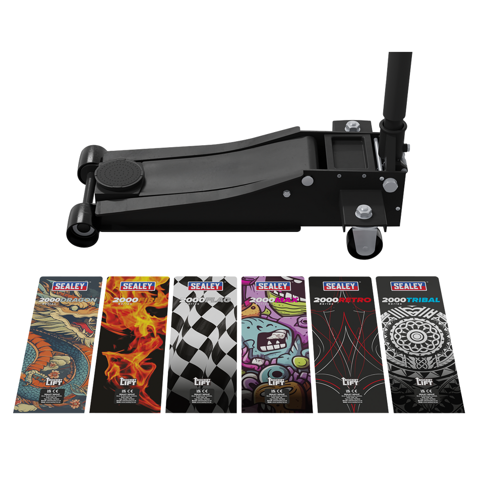 Sealey 2000CB Low Entry Custom Design Trolley Jack with Rocket Lift 2 Tonne - Black