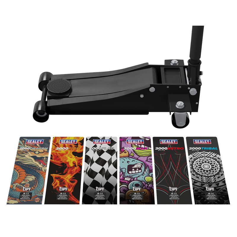 Sealey 2000CB Low Entry Custom Design Trolley Jack with Rocket Lift 2 Tonne - Black