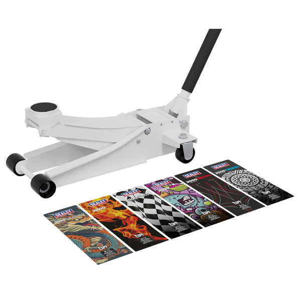 Sealey 2000CW Low Entry Custom Design Trolley Jack with Rocket Lift 2 Tonne - White