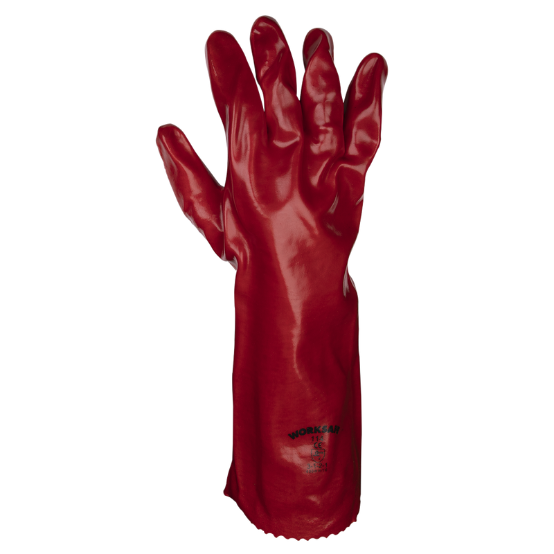 Sealey 9114 Worksafe¬Æ PVC Gauntlets 450mm, Red - Pair