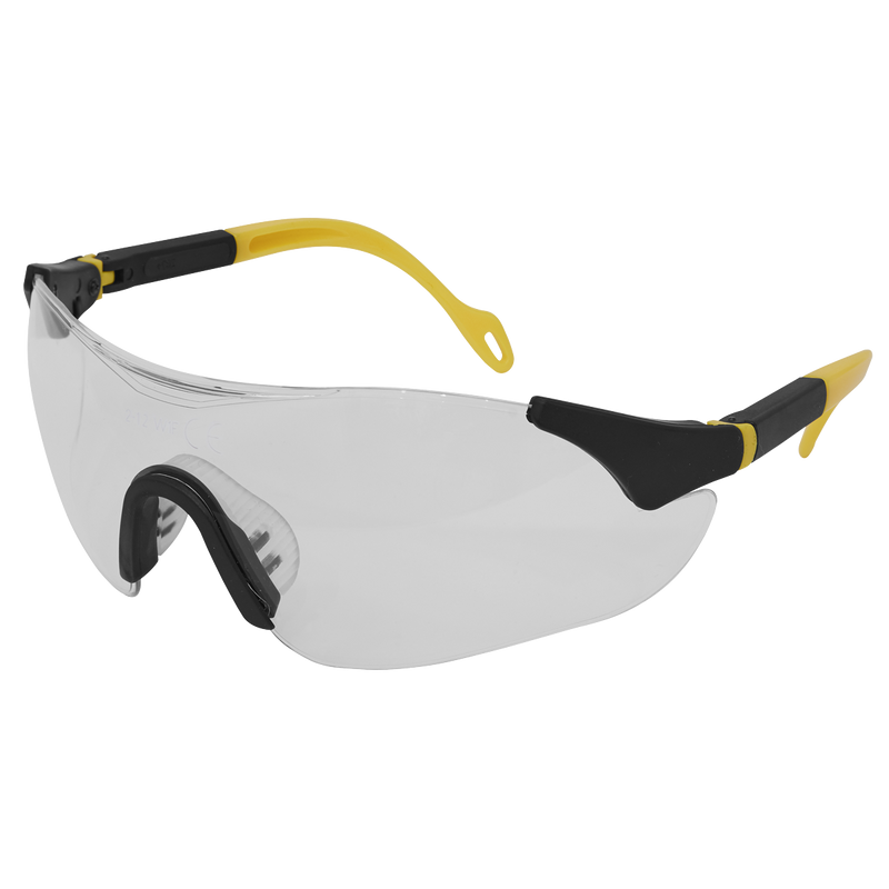 Sealey 9208 Worksafe® Sports Style Clear Safety Glasses with Adjustable Arms