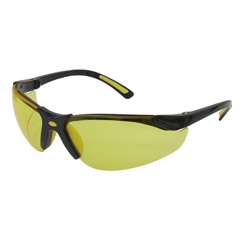 Sealey 9215 Worksafe® Zante Style Amber Lens Safety Glasses with Flexi Arms