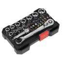 Sealey AK2111 Socket & Bit Set 1/4"Sq Drive Colour-Coded 31pc