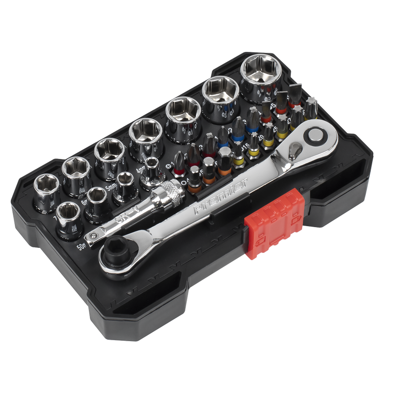 Sealey AK2111 Socket & Bit Set 1/4"Sq Drive Colour-Coded 31pc