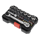 Sealey AK2111 Socket & Bit Set 1/4"Sq Drive Colour-Coded 31pc