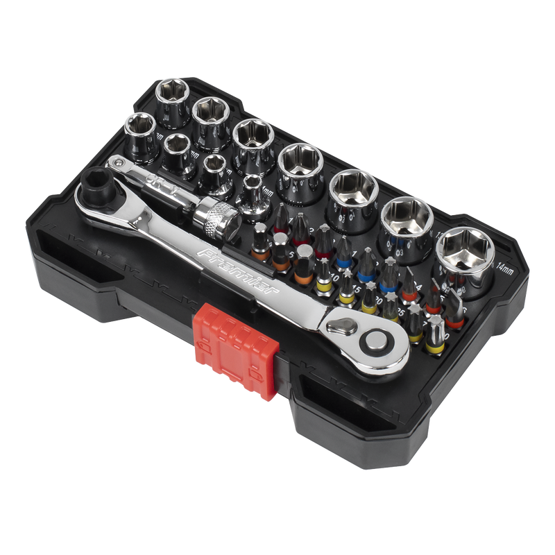 Sealey AK2111 Socket & Bit Set 1/4"Sq Drive Colour-Coded 31pc