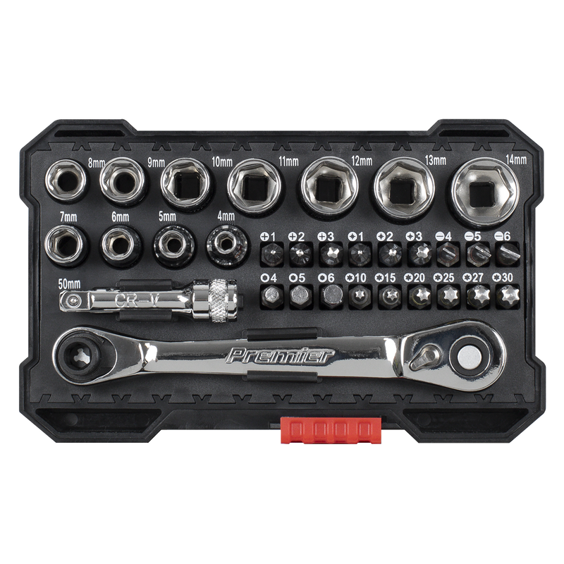 Sealey AK2111 Socket & Bit Set 1/4"Sq Drive Colour-Coded 31pc